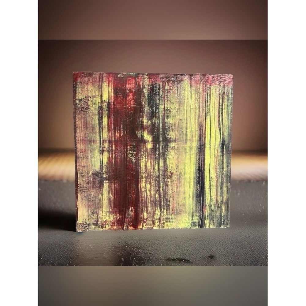 Original Abstract Painting On Reclaimed Wood 12" X 12 " X 1" A Walk Through Time